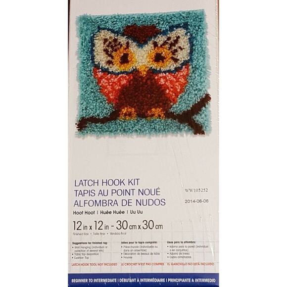 Wonderart Hoot Hoot Latch Hook Kit 12 X 12 Item # 426112. New, sealed. - Picture 3 of 9